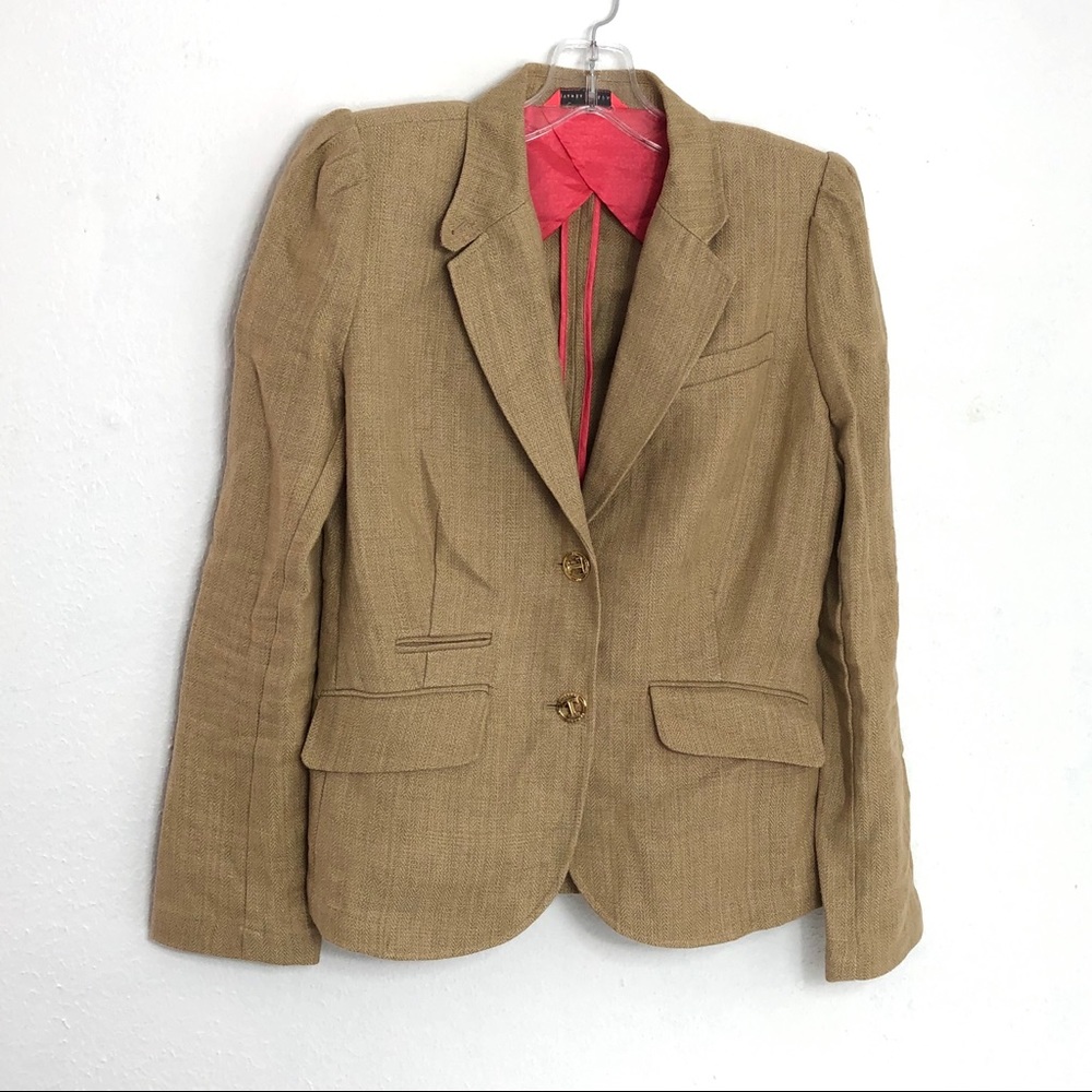 Ivanka Trump Tank Linen Blazer Logo Buttons Small